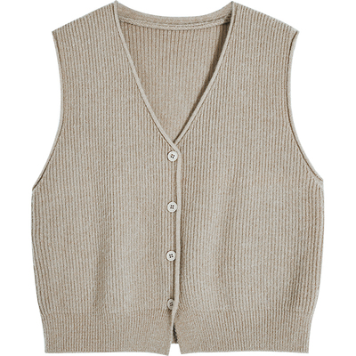 前世今生单排多扣V领针织马夹