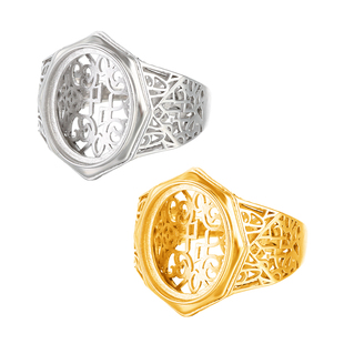 霸气个性绿松石戒指空托男款18K金蜜蜡戒托空托戒指托配件13*16mm