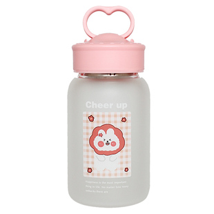 水杯女玻璃杯磨砂简约清新可爱便携茶杯创意个性潮流森系学生杯子