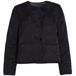 qs秸熙2025冬季新款气质轻国风90鹅绒羽绒服高级感提花保暖短外套