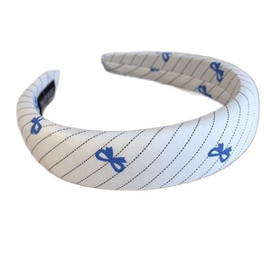 章若楠同款蓝色系格纹蝴蝶结海绵发箍百搭学院风高颅顶新款女发箍