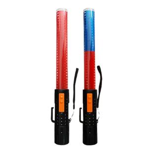 交通指挥棒LED警示棒灯充电式应急闪光棒带口哨手持多功能荧光棒