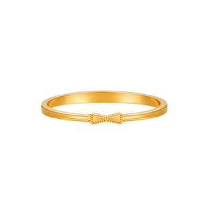 明牌珠宝5G黄金简约戒指 足金纤巧蝴蝶结尾戒简约光面女戒AFM0303