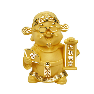 铜镀金创意财神爷摆件近我者富开业乔迁礼物家居办公桌面装饰礼品