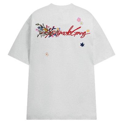 404MOB多色花体花卉刺绣短袖T恤
