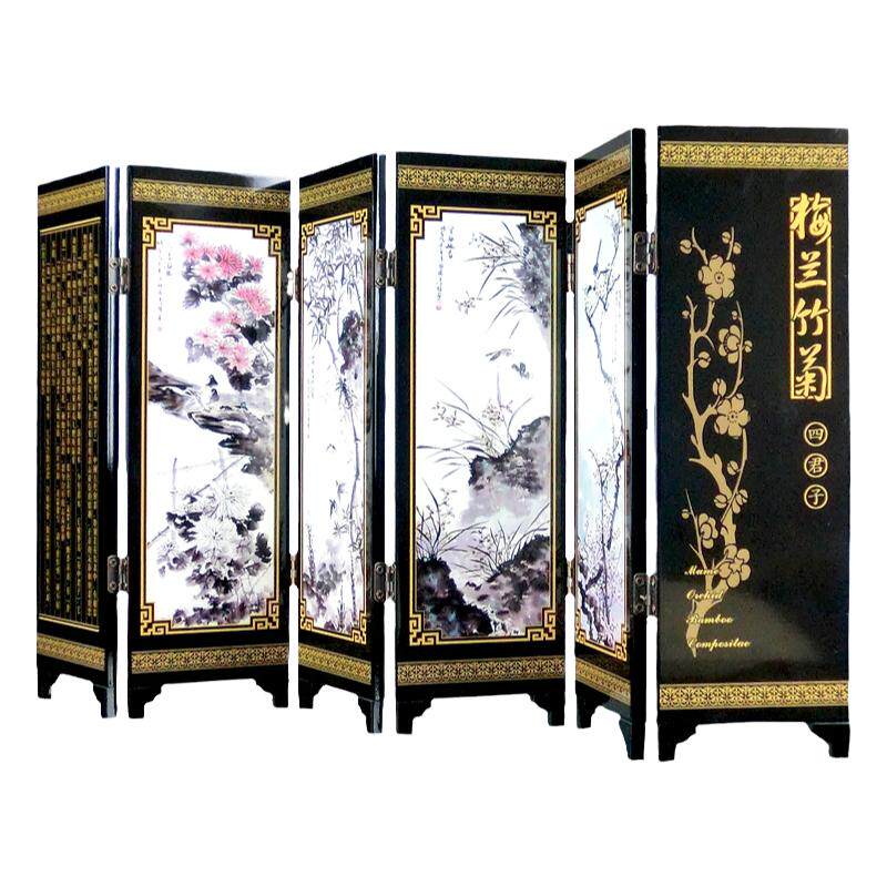 桌面漆器小屏风装饰品中国