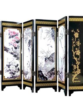 桌面漆器小屏风装饰品中国风出国礼品家居摆件特色工艺品纪念品