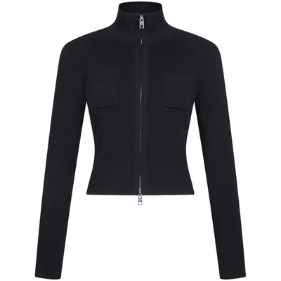 宝姿PORTSPURE女装秋冬酷飒简约干练半高领针织开衫