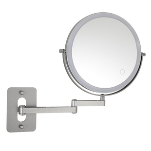 浴室化妆镜壁挂免打孔折叠带灯镜子卫生间双面led梳妆镜可拉伸