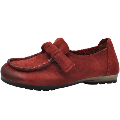 阿木舒适真皮平底单鞋女乐福鞋