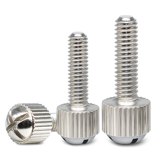 镀镍圆头十字槽手拧螺丝机箱侧板锁紧螺钉滚花直纹手扭螺丝钉M3M4