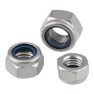 304不锈钢尼龙自锁防松螺母316防滑锁紧细反牙六角螺丝帽M2M3-M20