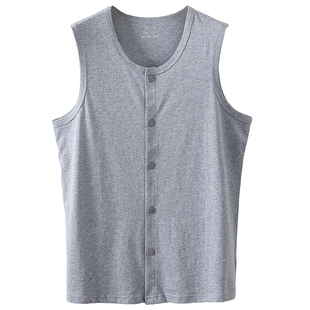 爸爸夏装全棉马甲中老年人无袖t恤男开衫坎肩爷爷老头衫纯棉背心