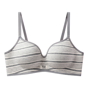 BR SIZE AS2026春新款超聚拢条纹加厚4cm文胸罩女无钢圈小胸显大