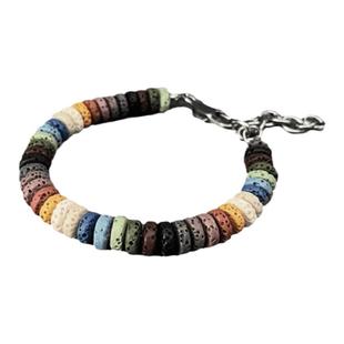 彩色火山石手链男生高级感嘻哈小众钛钢珠子情侣手环饰品手串男款