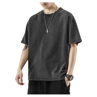 NBKY纯色短袖男生春夏季重磅250g宽松纯棉T恤多色内搭白色打底衫