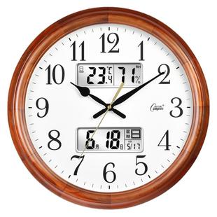 康巴丝挂钟客厅家用石英大气时尚实木新中式电波时钟表中国风简约