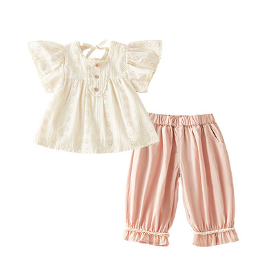 女童精致镂空甜美风两件套装