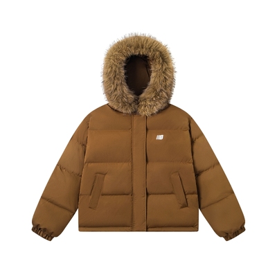 SREK加厚保暖情侣面包服棉服冬季新款男女情侣可拆卸毛领厚外套