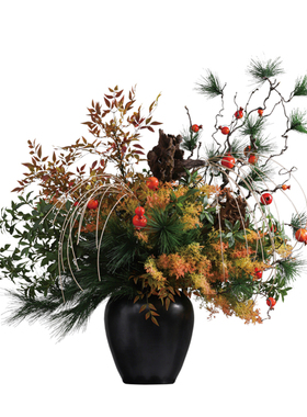 鲲屿 新中式仿真花【杏花满头】售楼处酒店大堂圆桌茶几玄关摆件