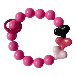 手工串珠爱心手链手机壳挂件防丢挂绳链条手腕带花朵彩色钥匙扣手环圆圈固定卡片夹片挂链可手拎可拆卸女便携