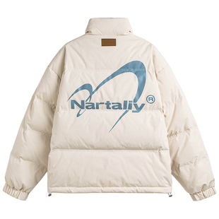 NARTALIY美式羽绒服男女冬季潮牌立领加厚保暖情侣白鸭绒防寒外套
