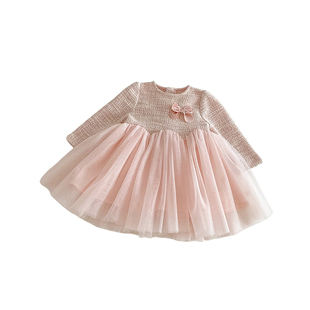 女童春季连衣裙2026新款婴幼童甜美网纱拼接裙子小女孩洋气蓬蓬裙