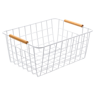 铁艺篮子收纳篮金属收纳筐零食衣柜挂篮桌面置物筐厨房电视柜铁框