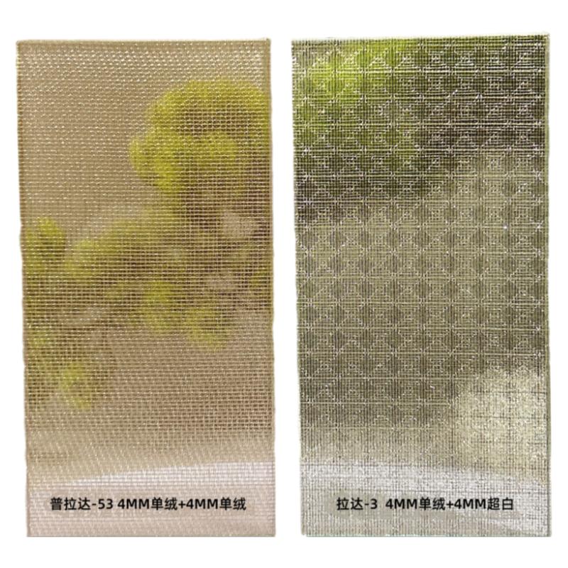 工厂定制双层夹胶夹丝钢化腰线玻艺术玻璃