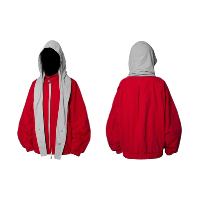 可拆围脖兜帽活页尼龙廓形夹克