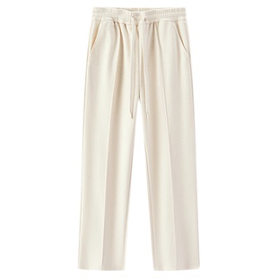 森马休闲裤女冬季加绒裤子白色长裤直筒裤25新款时尚通勤显瘦460G