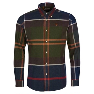 Barbour Lceloch Tailored法兰绒格纹长袖衬衫男士休闲衬衣春秋