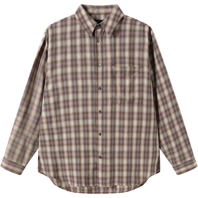 LEZORA天丝格纹宽松长袖衬衫