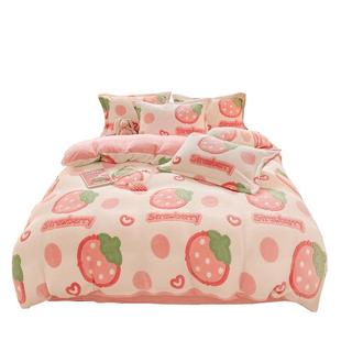 冬季珊瑚绒牛奶绒被套单件150x200x230四件套加绒被罩法兰绒被单4