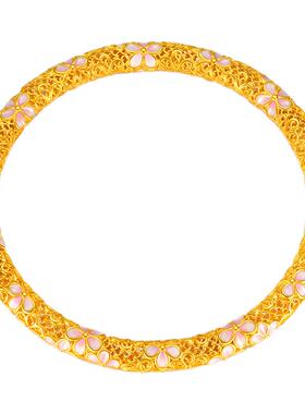 中国珠宝银手镯女粉樱典雅银镀金