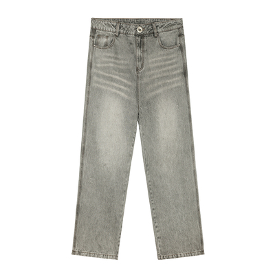 Madcloud水洗做旧春秋浅色牛仔裤