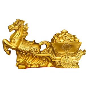 黄铜马拉车招财马上发财生肖马开运摆件办公室公司家居开业礼品