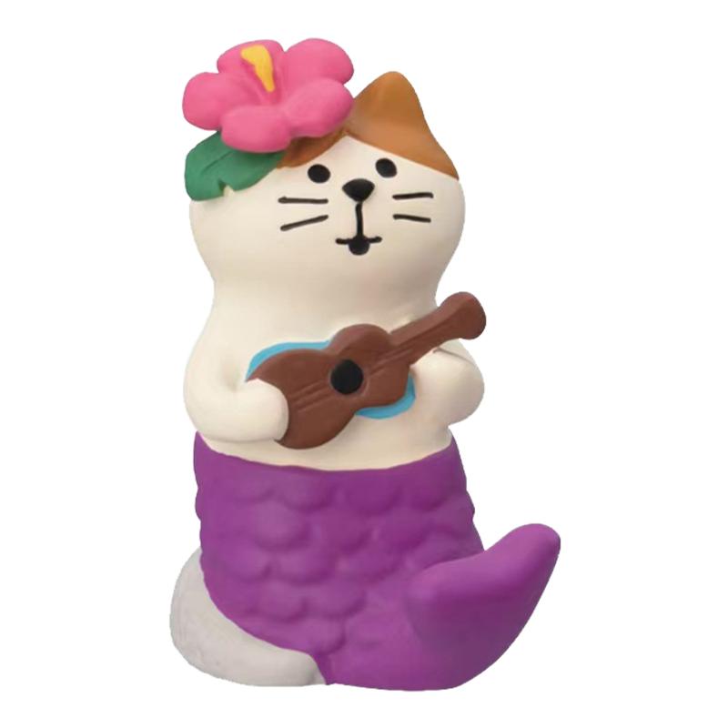 日式猫海岛系列美人鱼椰子树椰汁猫咪摆件海滩夏威夷风可爱小