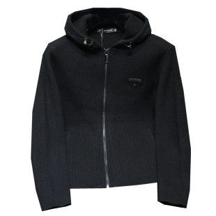 欧洲站潮牌纯色连帽针织毛衣开衫男装秋冬季修身青年百搭大码外套