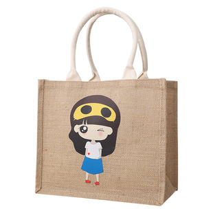 日韩麻布袋子手提袋黄麻购物袋diy定做印刷logo小清新大号收纳袋