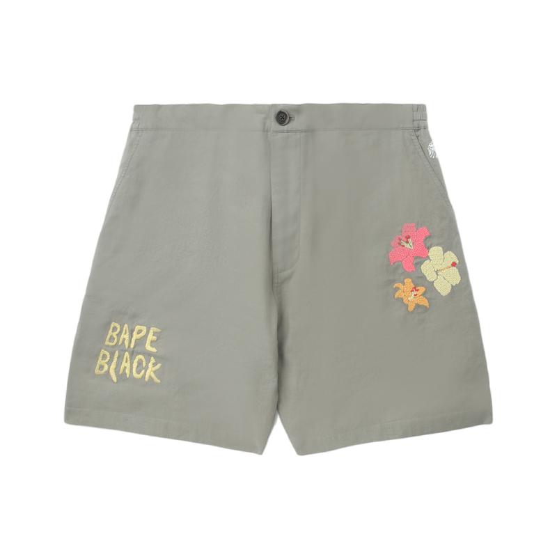 花卉字母刺绣休闲短裤BAPE