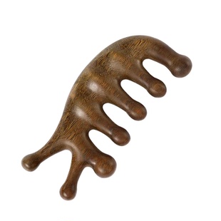 天然头皮按摩梳檀木经络梳子头部齿头疗指五爪防疏通刮痧脱发神器