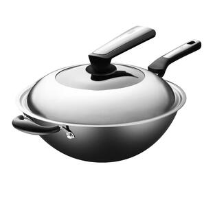 爱仕达炒锅铁锅爆炒不生锈家用无涂层精铁锅圆底煤燃气灶明火专用