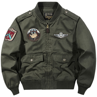 VIP美式复古飞行员夹克男士纯棉工装外套刺绣大码潮流刺绣棒球服