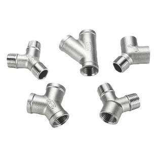 304不锈钢Y型三通内丝45度斜三通内螺纹三叉外丝三通接口外牙螺纹