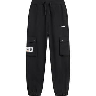 李宁童装卫裤男大童裤子新款篮球系列青少年冬季毛圈束脚针织童装