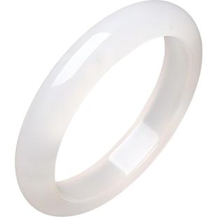 周六福白月光玉髓手镯宽条白色玉镯新中式国风本命年礼物送妈妈