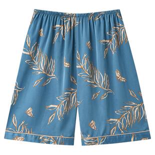 浪莎睡裤男士短裤夏季冰丝薄款空调裤凉感宽松大裤衩五分裤家居裤