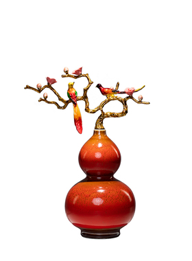 飞鸟集陶瓷新中式葫芦摆件