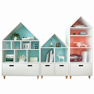 可比熊实木儿童书架置物架落地学生绘本架简约书柜多层玩具收纳架